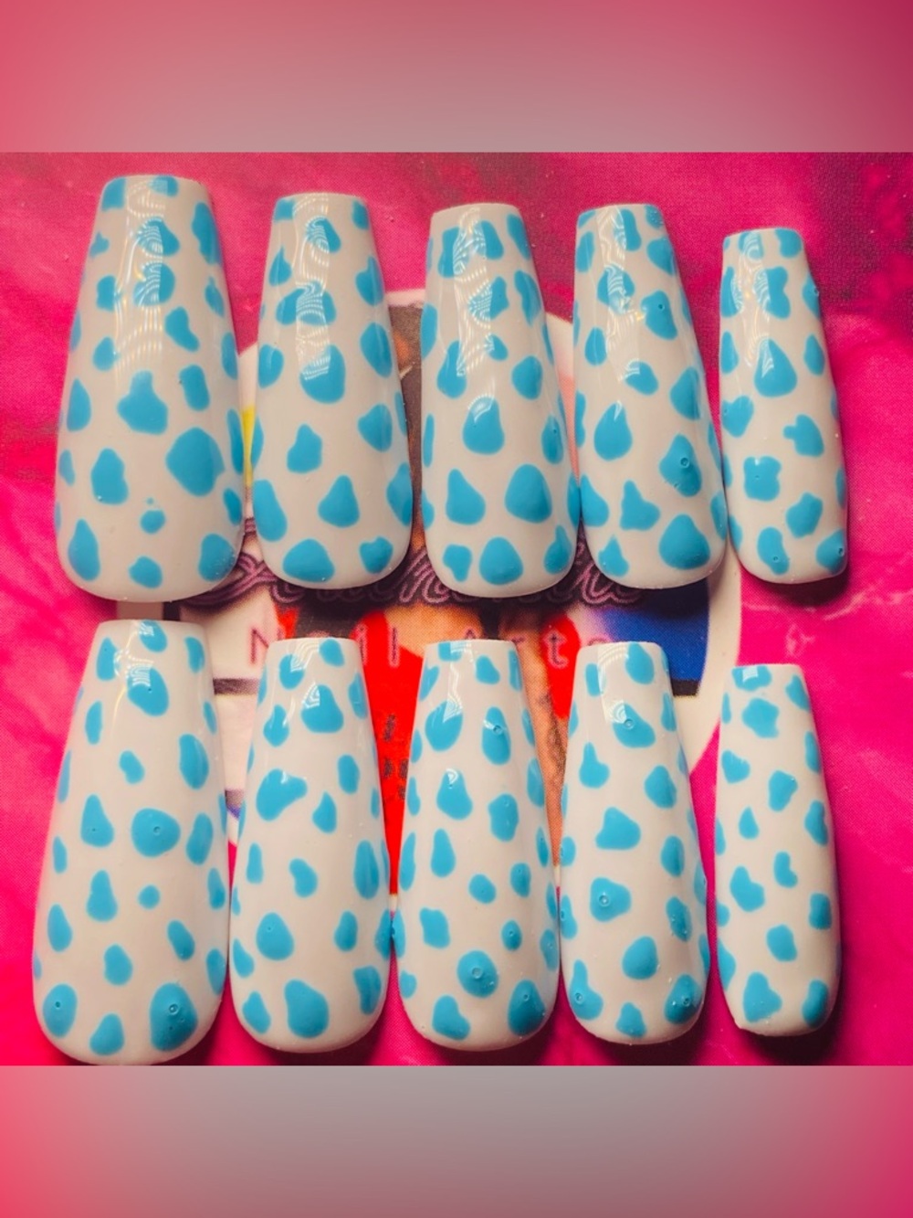 Blue Spot Press-On Nails - Women Makeup Press-On Nails
